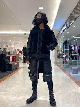 「KMRii（ケムリ）のアイテム（ブーツ）」を使った、☹MASATO☻さん（メンズ・173cm）の冬コーディネート