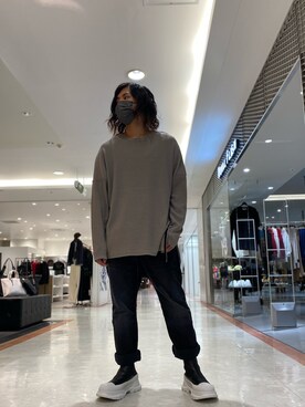 「ISAMU KATAYAMA BACKLASH（イサムカタヤマバックラッシュ）のアイテム（ニット/セーター）」を使った、☹MASATO☻さん（メンズ・173cm）の夏コーディネート