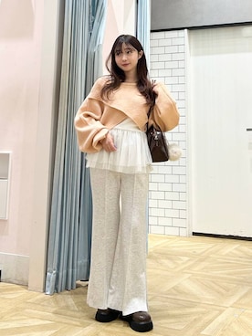 「アイテム（キーホルダー、ホワイト系）」を使った、さちぃさん（レディース・153cm）の秋コーディネート