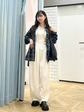 「LOWRYS FARM（ローリーズファーム）のパールタレンネックレス　249411（ネックレス）」を使った、さちぃさん（レディース・153cm・20代）の夏コーディネート