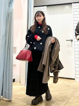 「アイテム（ステンカラーコート）」を使った、さちぃさん（レディース・153cm）の冬コーディネート