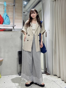「LOWRYS FARM（ローリーズファーム）のアイテム（ジャケット/アウター）」を使った、さちぃさん（レディース・153cm）の春コーディネート
