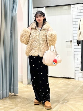 「アイテム（バレッタ/ヘアクリップ）」を使った、さちぃさん（レディース・153cm）の冬コーディネート