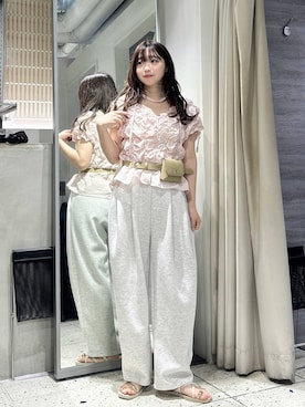 「LOWRYS FARM（ローリーズファーム）のアイテム（ベルト）」を使った、さちぃさん（レディース・153cm）の夏コーディネート