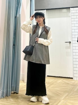 「アイテム（ハンチング/ベレー帽）」を使った、さちぃさん（レディース・153cm）の秋コーディネート