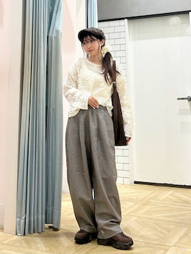 「アイテム（ヘアゴム）」を使った、さちぃさん（レディース・153cm）の秋コーディネート