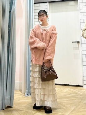 「アイテム（シュシュ）」を使った、さちぃさん（レディース・153cm）の冬コーディネート