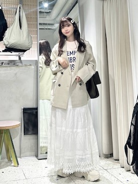 「LOWRYS FARM（ローリーズファーム）のカラフルプックリパッチン　599729（ヘアピン、ホワイト系）」を使った、さちぃさん（レディース）の春コーディネート