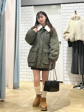 「LOWRYS FARM（ローリーズファーム）のアイテム（その他アウター）」を使った、さちぃさん（レディース・153cm）の冬コーディネート