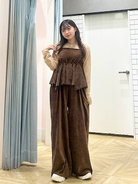 「アイテム（サロペット/オーバーオール）」を使った、さちぃさん（レディース・153cm）の秋コーディネート