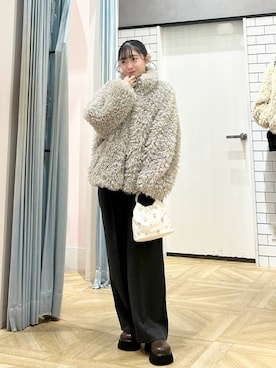 「アイテム（シュシュ）」を使った、さちぃさん（レディース・153cm）の冬コーディネート