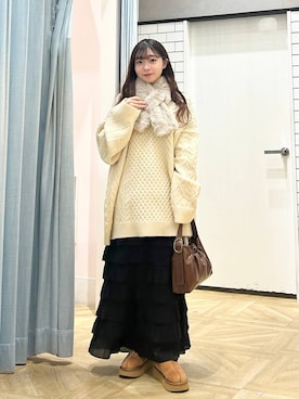 「アイテム（ネックウォーマー/スヌード）」を使った、さちぃさん（レディース・153cm）の冬コーディネート