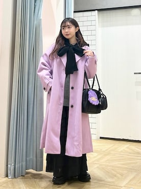 「おでかけ」｜「アイテム（チェスターコート）」を使った、さちぃさん（レディース・153cm）の秋コーディネート