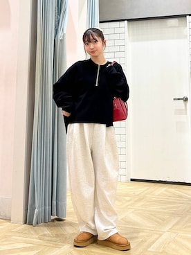「アイテム（シュシュ）」を使った、さちぃさん（レディース・153cm）の秋コーディネート