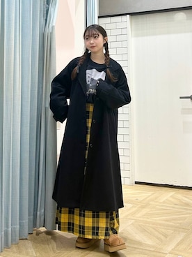 「おでかけ」｜「アイテム（チェスターコート）」を使った、さちぃさん（レディース・153cm）の秋コーディネート