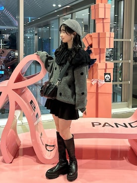 「アイテム（付け襟）」を使った、さちぃさん（レディース・153cm）の冬コーディネート