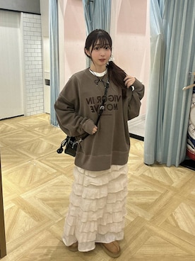 「アイテム（シュシュ）」を使った、さちぃさん（レディース・153cm・20代）の秋コーディネート