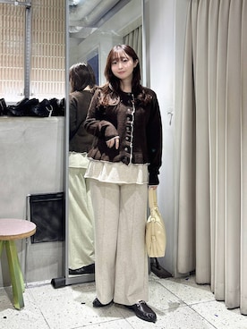 「アイテム（ハンドバッグ、イエロー系）」を使った、さちぃさん（レディース・153cm）の秋コーディネート