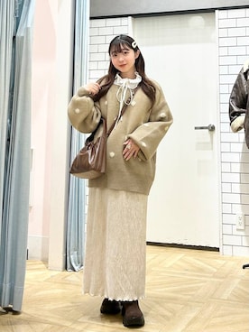 「アイテム（ヘアピン）」を使った、さちぃさん（レディース・153cm）の冬コーディネート