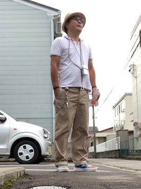 「アイテム（ポロシャツ）」を使った、ひとはこ(3万円以内コーデ)さん（メンズ・176cm）の夏コーディネート