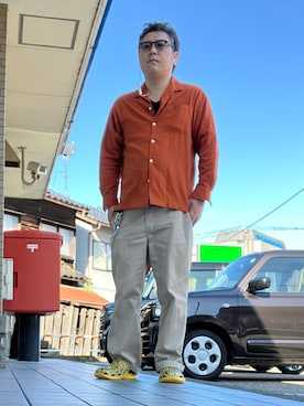 「アイテム（サンダル）」を使った、ひとさん（メンズ・176cm・40代）の秋コーディネート