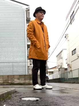 「アイテム（ステンカラーコート）」を使った、ひとはこさん（メンズ・176cm）の秋コーディネート