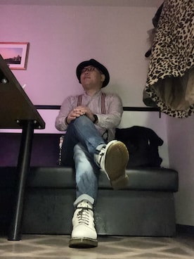 「アイテム（サスペンダー）」を使った、ひとはこさん（メンズ・176cm）の冬コーディネート