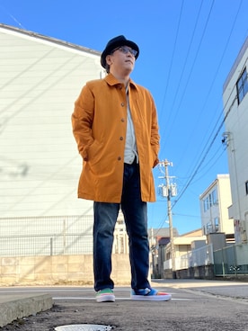 「アイテム（ステンカラーコート）」を使った、ひとはこさん（メンズ・176cm）の秋コーディネート