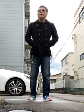 「アイテム（ピーコート）」を使った、ひとはこさん（メンズ・176cm）の秋コーディネート