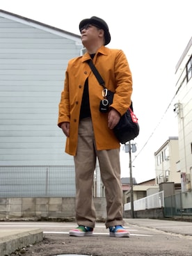 「アイテム（ステンカラーコート）」を使った、ひとはこさん（メンズ・176cm）の秋コーディネート