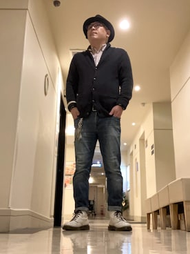 「アイテム（デニムパンツ）」を使った、ひとはこ(約一万円コーデ)さん（メンズ・176cm・40代）の冬コーディネート