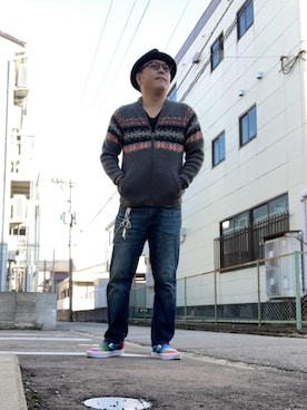 「アイテム（帽子）」を使った、ひとはこさん（メンズ・176cm・40代）の秋コーディネート