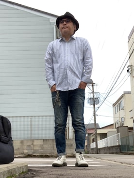 「アイテム（シャツ/ブラウス）」を使った、ひとはこ(3万円以内コーデ)さん（メンズ・176cm）の秋コーディネート