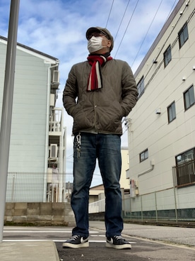 「アイテム（ミリタリージャケット）」を使った、ひとはこさん（メンズ・176cm）の冬コーディネート