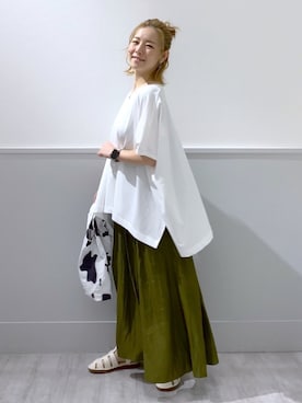 「GLOBAL WORK（グローバルワーク）のアイテム（エコバッグ/サブバッグ）」を使った、ひろちゃん☆相互さん（レディース・155cm）の秋コーディネート