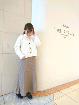 「ケーブルカーディガン」｜「アイテム（ブーツ）」を使った、yumichiさん（レディース・153cm）の冬コーディネート