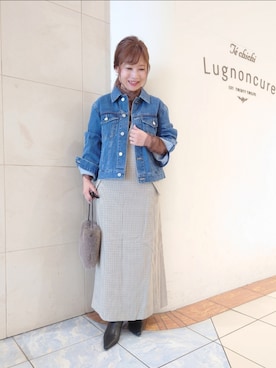 「Gジャン」｜「アイテム（ノーカラージャケット）」を使った、yumichiさん（レディース・153cm）の秋コーディネート