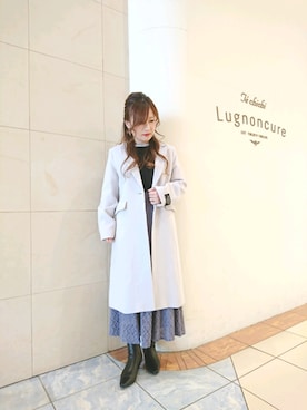 「Te chichi（テチチ）のアイテム（チェスターコート）」を使った、yumichiさん（レディース・153cm）の冬コーディネート