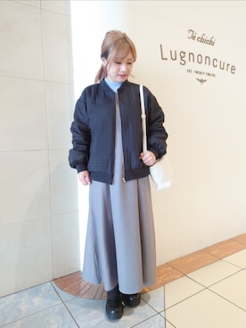 「ラメ」｜「アイテム（ブルゾン）」を使った、yumichiさん（レディース・153cm）の冬コーディネート