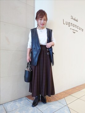 「グレンチェック」｜「アイテム（ブーツ）」を使った、yumichiさん（レディース・153cm）の秋コーディネート