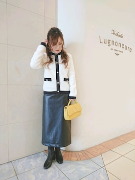 「イエローバッグ」｜yumichiさん（レディース・153cm）の冬コーディネート