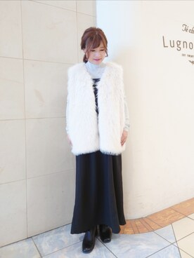 「メロートップス」｜「アイテム（ワンピース/ドレス）」を使った、yumichiさん（レディース・153cm）の秋コーディネート