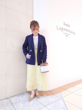 「袖フリル」｜「アイテム（ジャケット/アウター）」を使った、yumichiさん（レディース・153cm）の春コーディネート