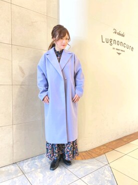 「Te chichi TERRASSE（テチチテラス）のアイテム（チェスターコート）」を使った、yumichiさん（レディース・153cm）の秋コーディネート