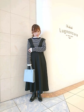 「Te chichi TERRASSE（テチチテラス）のアイテム（ジャンパースカート）」を使った、yumichiさん（レディース・153cm）の冬コーディネート