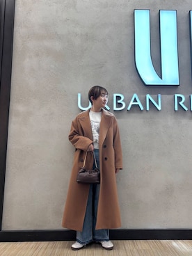 「アイテム（チェスターコート、イエロー系）」を使った、miyukiさん（レディース・157cm）の冬コーディネート