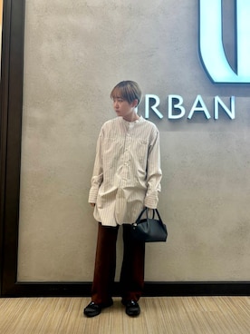 「URBAN RESEARCH（アーバンリサーチ）のバンドカラーコットンストライプシャツ（Tシャツ/カットソー）」を使った、miyukiさん（レディース・157cm）の秋コーディネート