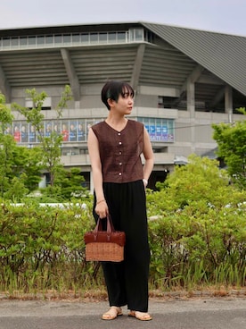 「LAOCOONTE（ラオコンテ）のアイテム（サンダル）」を使った、miyukiさん（レディース・157cm）の夏コーディネート