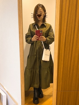 「アイテム（シャツワンピース）」を使った、こげぱんさん（レディース・151cm・30代）の秋コーディネート