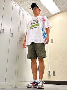 「アイテム（スニーカー）」を使った、植草ムノイズ達郎さん（メンズ・174cm・40代）の夏コーディネート